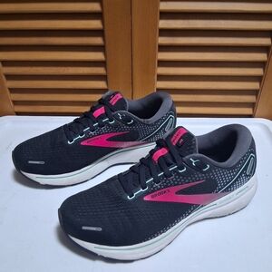 Brooks Ghost 14 Running Shoes Women's Size 9.5D Wide * Black/Pink * 1203561D013